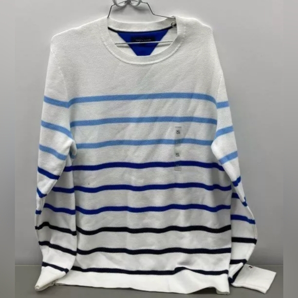Tommy Hilfiger Women's Blue/White Striped Sweater Size XL NWT MSRP $74.99 - Picture 1 of 4